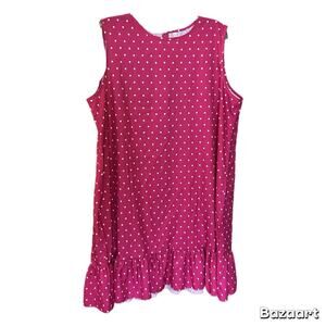 Unbranded Pink & White Heart Dots Cap Sleeve Short Dress Women’s Size XXL